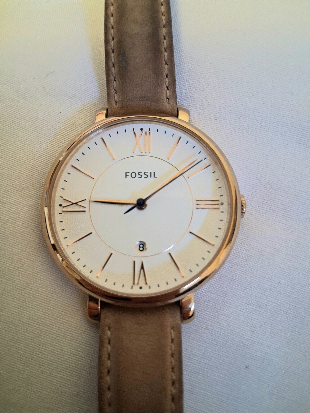 FOSSIL SLIM ROUND TAN LEATHER WATCH